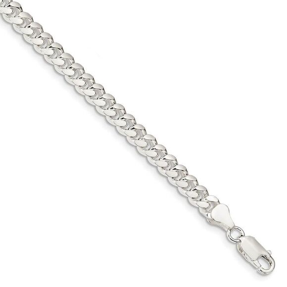 6mm Sterling Silver Solid D/C Domed Curb Chain Bracelet 7 Inch